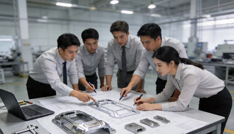 engineer holding automotive aluminum part in factory confident industrial environment modern lighting