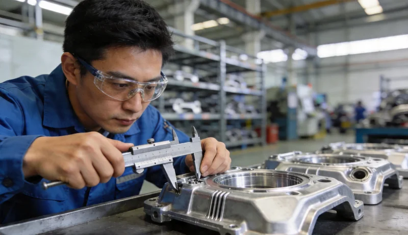 automotive aluminum part inspection measurement engineer caliper quality control factory
