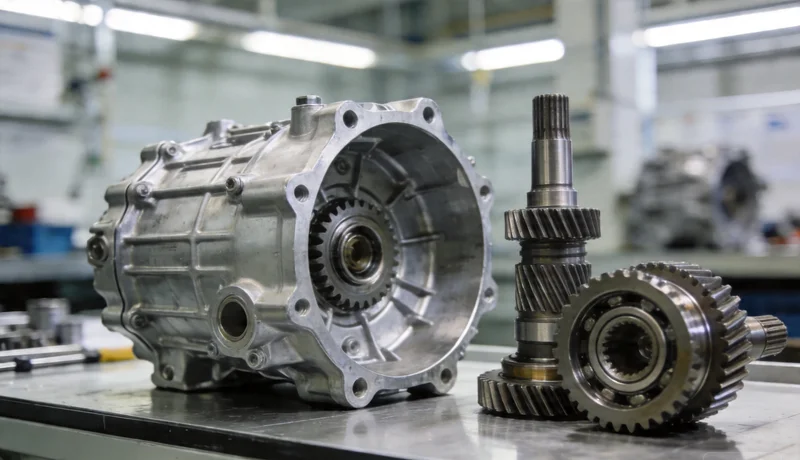 automotive transmission aluminum housing machined component detail