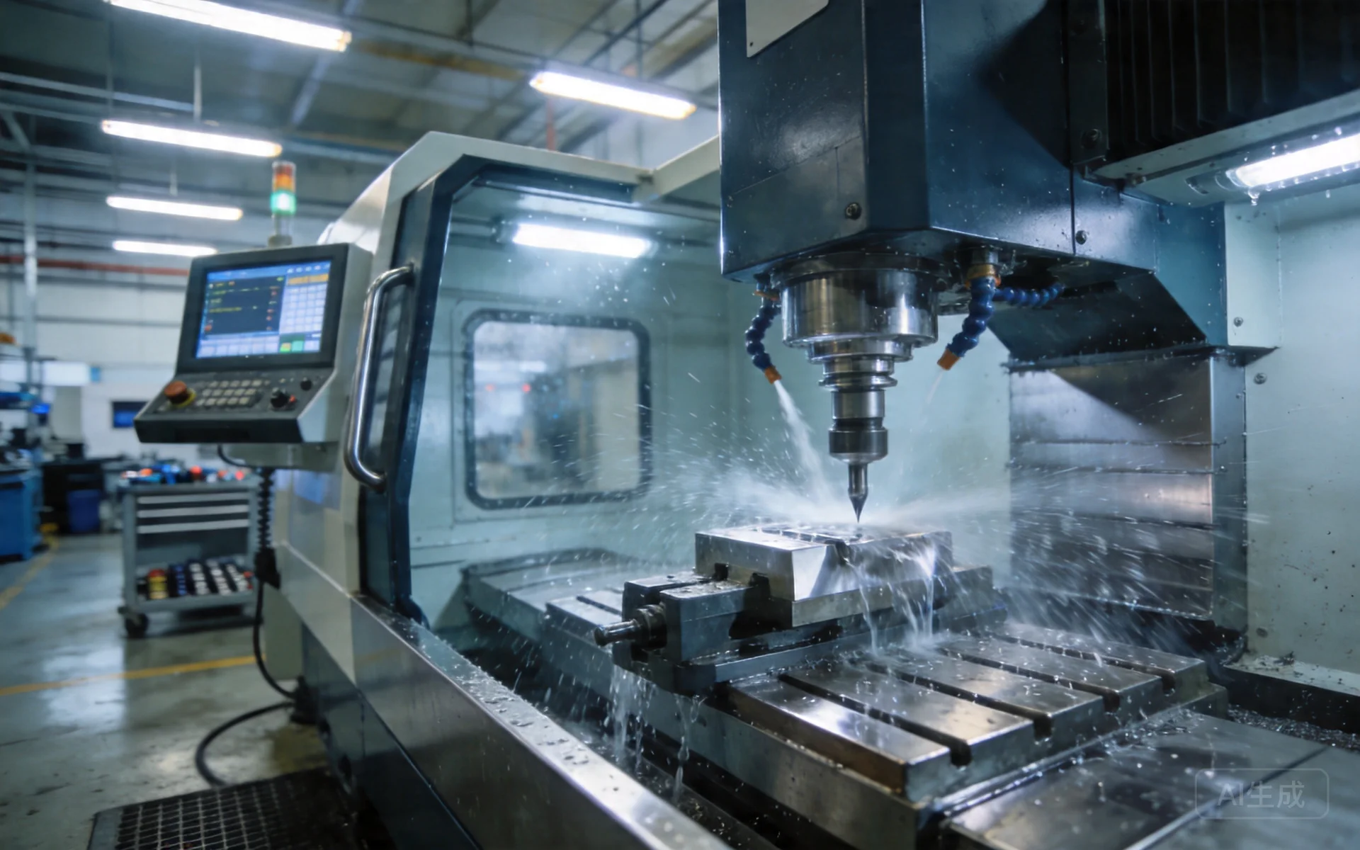 cnc machine cutting aluminum block process explanation, industrial detail