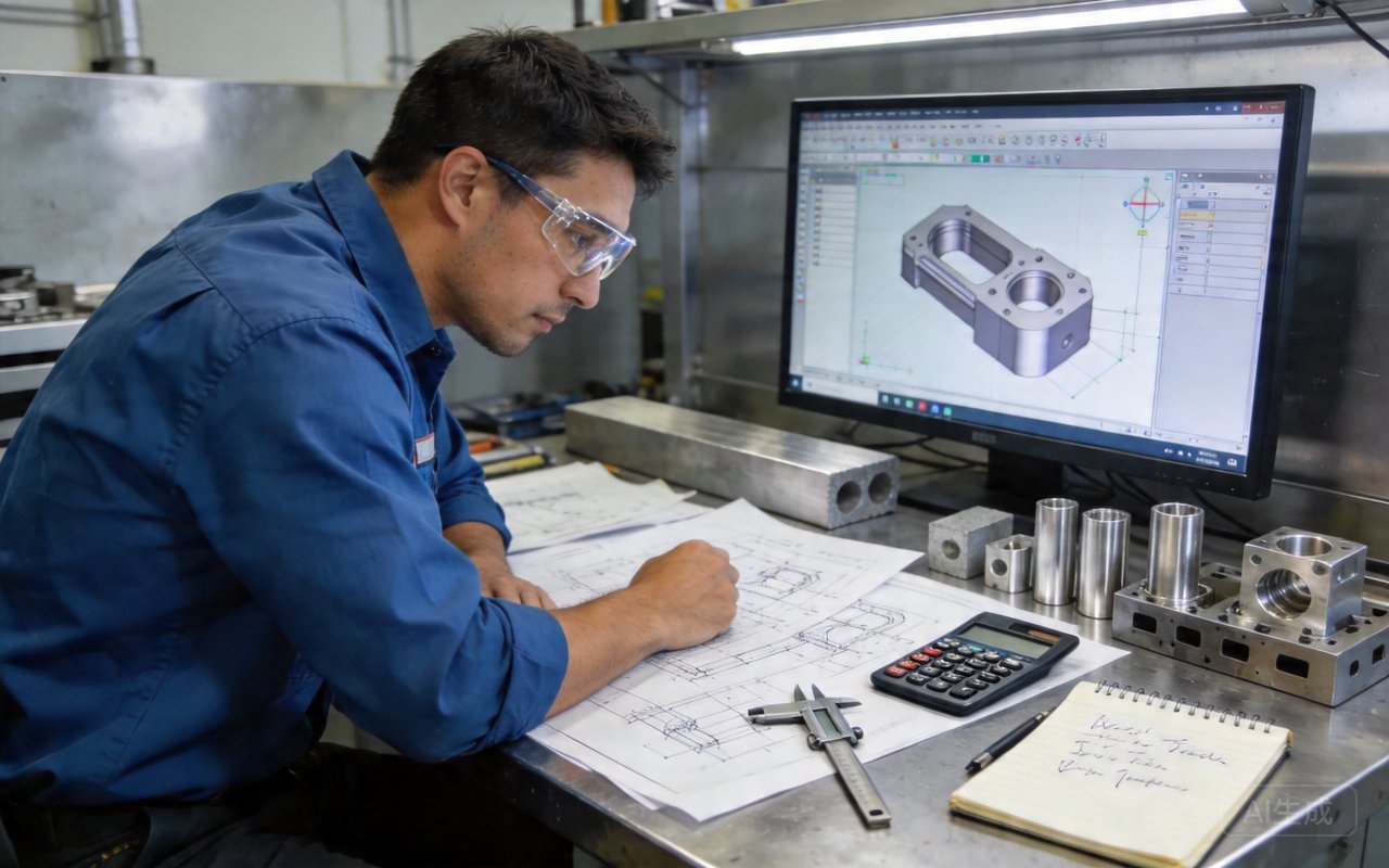 engineer selecting aluminum finish samples, comparing colors and textures in industrial workspace