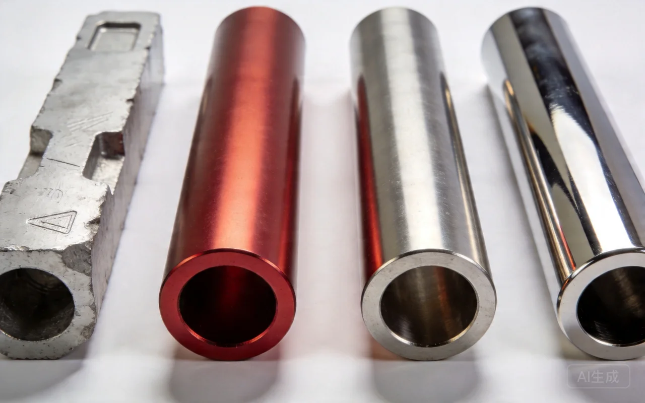 before and after aluminum surface finishing comparison raw vs anodized polished industrial detail