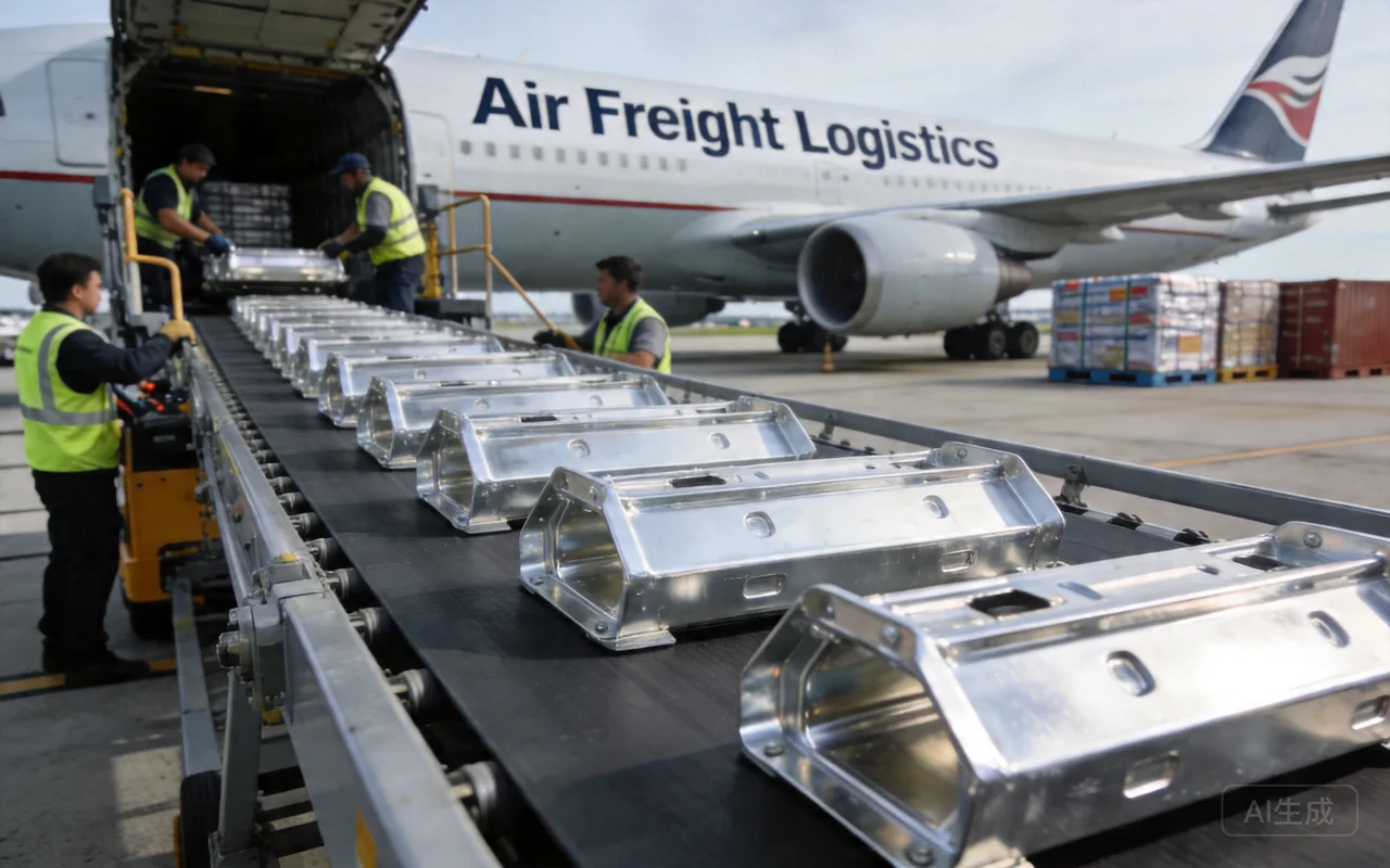 air cargo shipping aluminum parts airport logistics fast delivery industrial