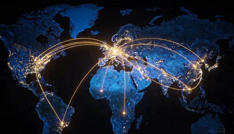 world map logistics connections global shipping routes industrial style clean modern